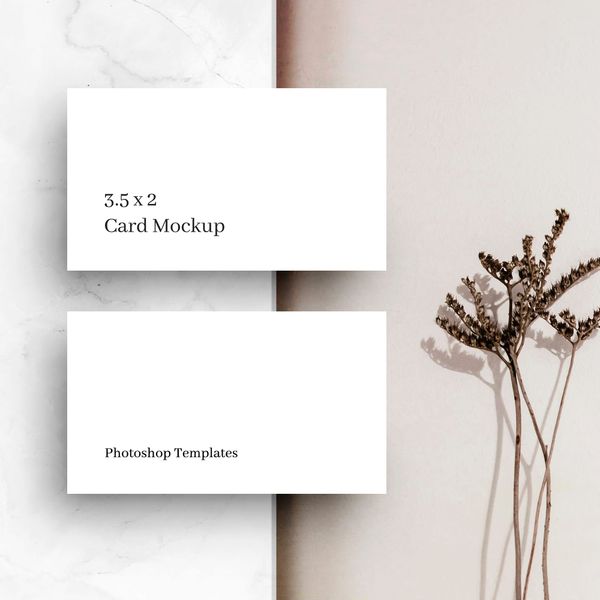 Square Business Card Mockup on Marble