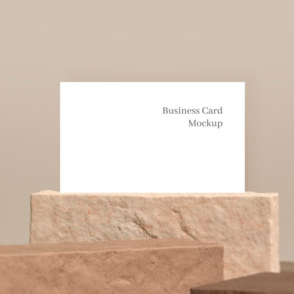Square Mockup Business Card Mockup on Stone