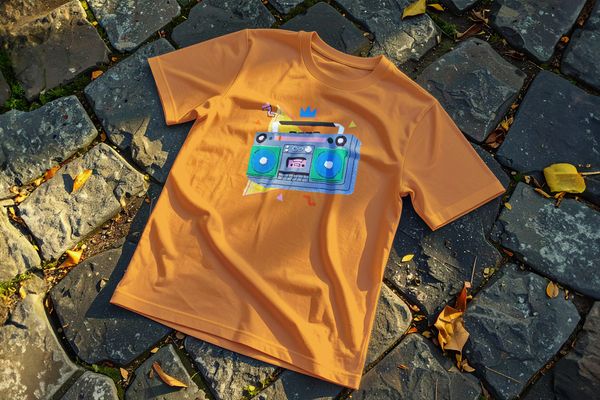 Outdoor T-Shirt Mockup on Stone Pavement