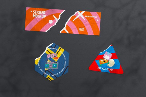 Ripped Paper Sticker Mockups