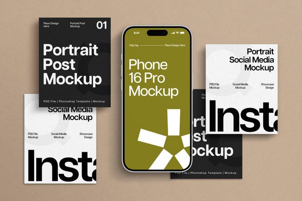 Social Media Portrait & Phone Mockup