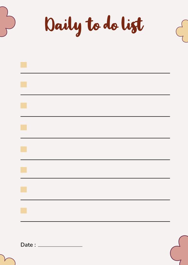 Cute Flower To Do List