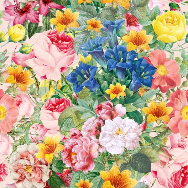 Watercolor Flower Sketch Seamless Pattern