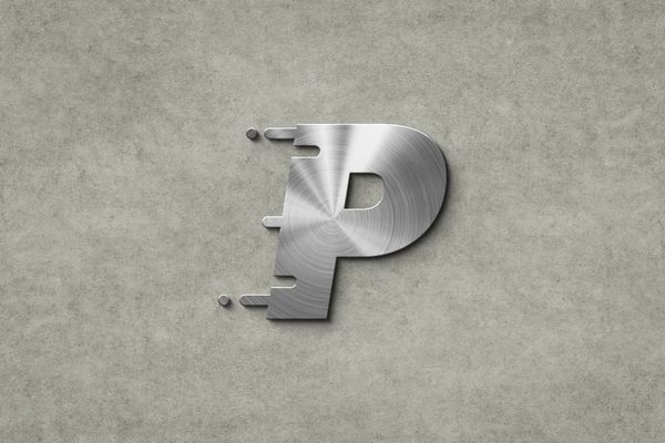 Metal Logo Mockup on Wall Texture