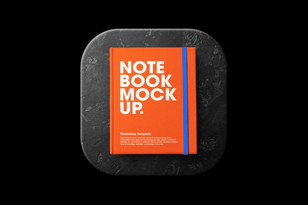 Note Book Mockup On Stone Tablet