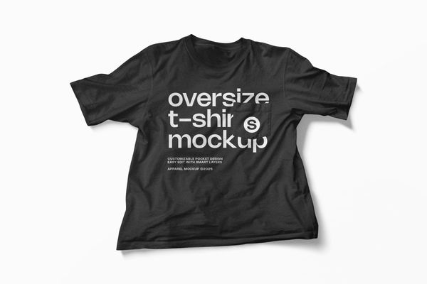 Oversize Black T-Shirt-Mockup