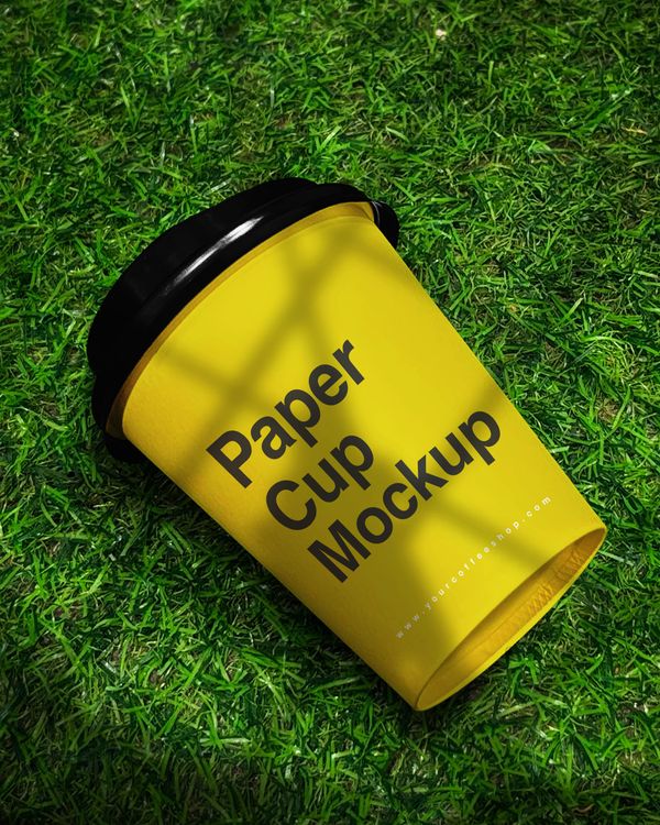 Paper Cup Mockup On Grass