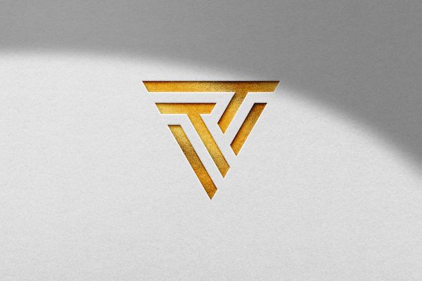 Gold Paper Logo Mockup With Shadow