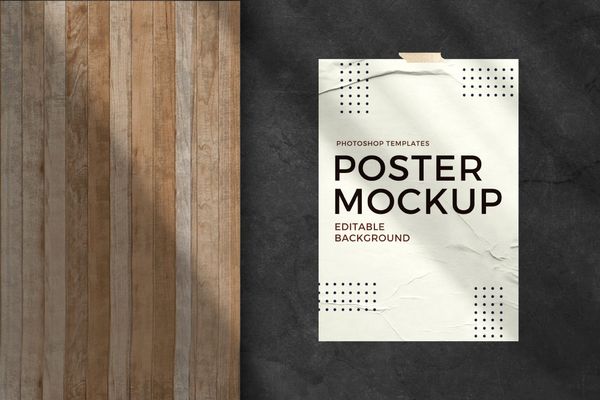 Minimalist Folded Poster Mockup with Tape