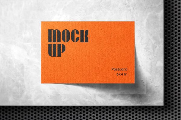 Realistic Orange Postcard Mockup