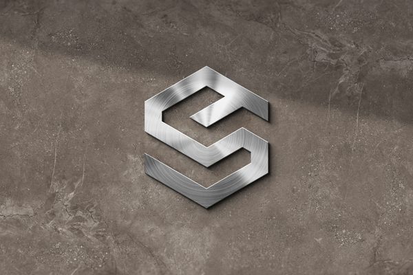 Signage Metal Logo Mockup on Wall