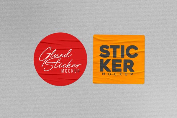Red and Orange Glued Sticker Mockup