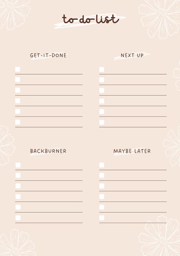 The Four Quadrant To Do List