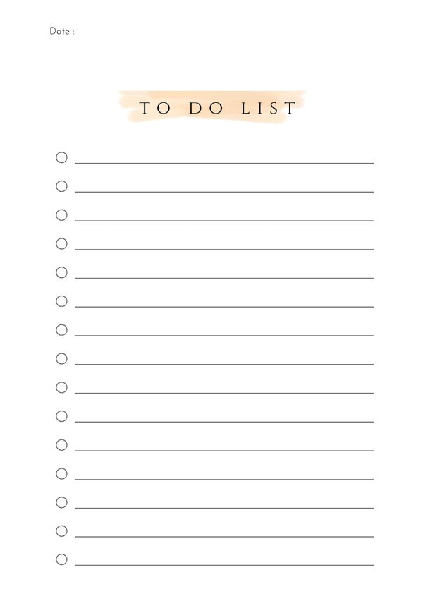 Simple Watercolor To Do List