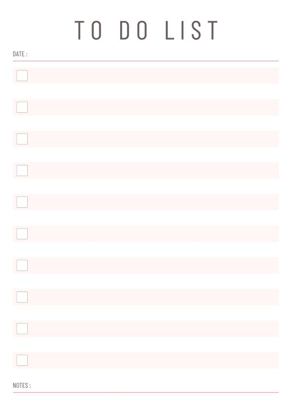 Pastel Pink Striped To Do List