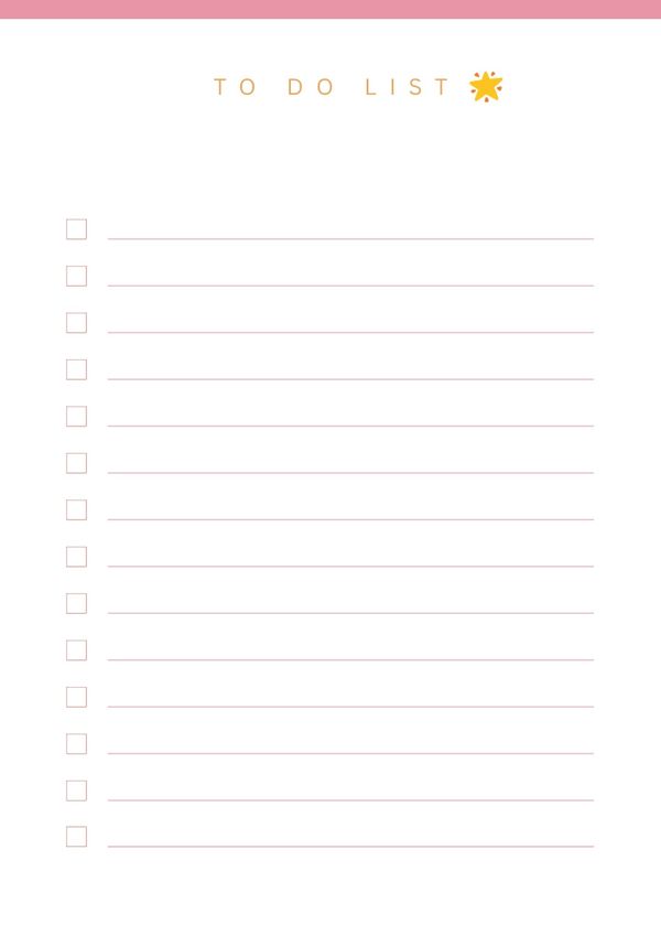 Pink Header Fun To Do List