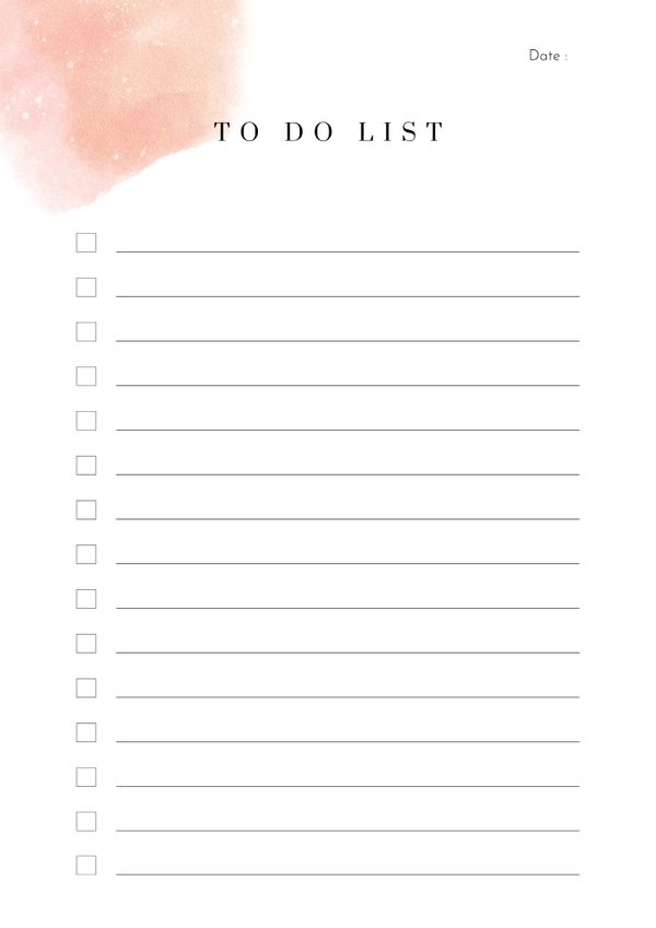 Minimal Watercolor To Do List