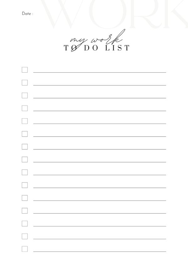 Classic Work To Do List