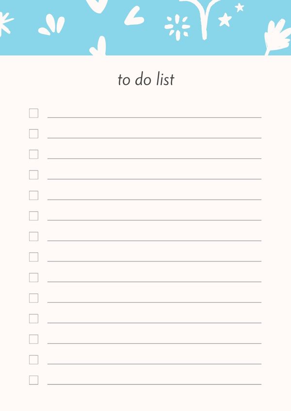 Fresh Blue Minimal To Do List