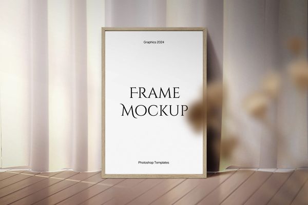 Minimalist Poster Frame Mockup in Cozy Room Scene