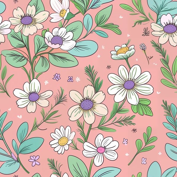 Playful Pink Wildflower Meadow Pattern