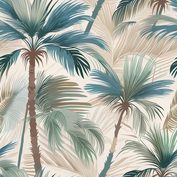 Coastal Palm Trees with Tropical Breeze Pattern