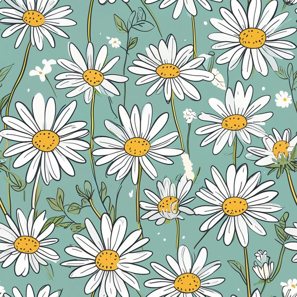 Sky Blue Daisy Seamless Pattern