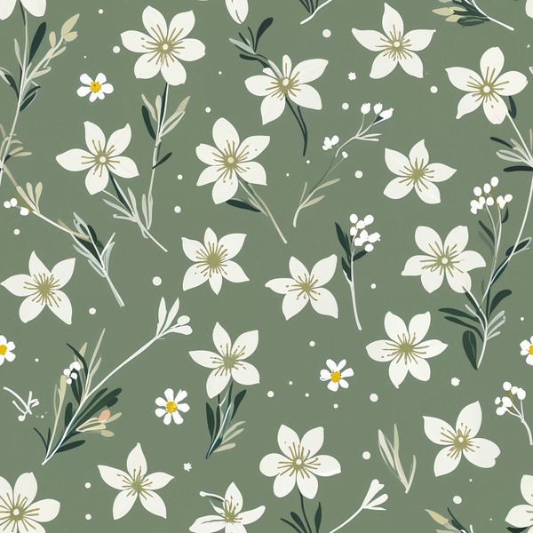 Olive Green Daisy Pattern