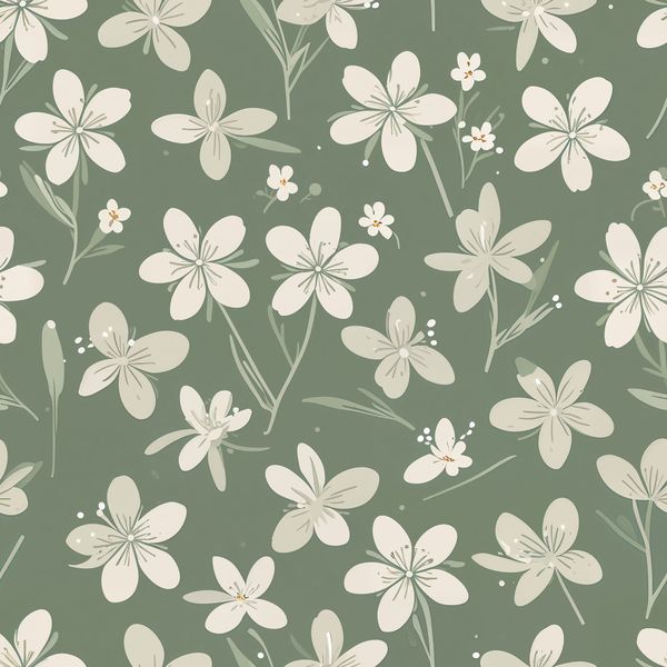 Minimalist Green Floral Pattern