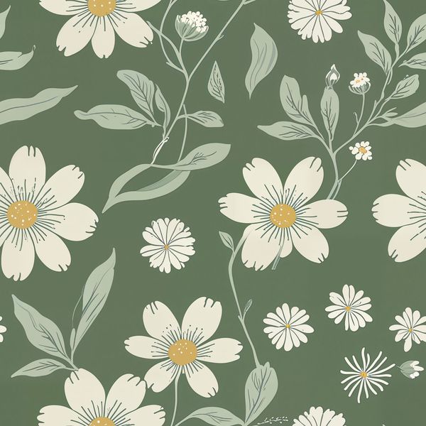 Green Daisy Floral Pattern