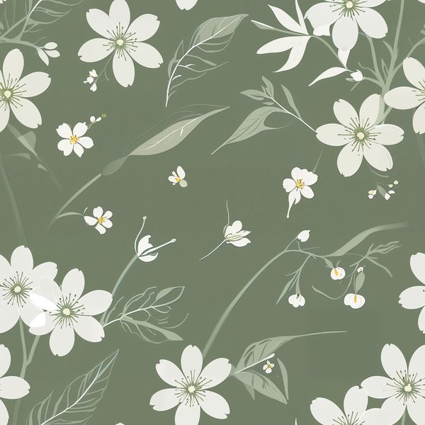 Green Botanical Flower Seamless Pattern