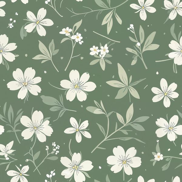 Dark Sage Green Floral Pattern