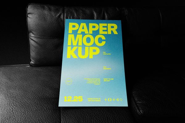 A4 Paper Mockup on Sofa