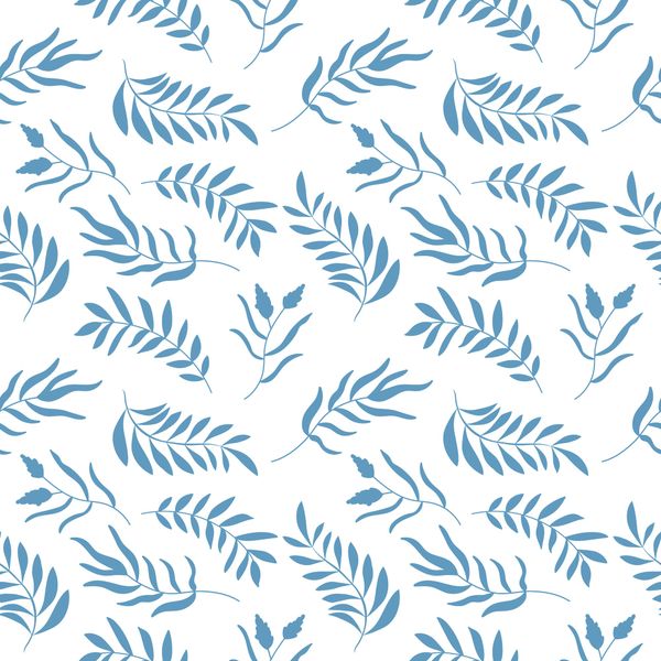 Blue Botanical Leaves Pattern