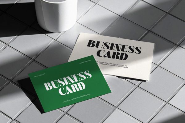 Minimal Business Card Mockup on Tile Background