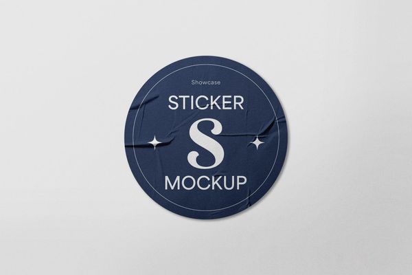 Classic Navy Round Sticker Mockup
