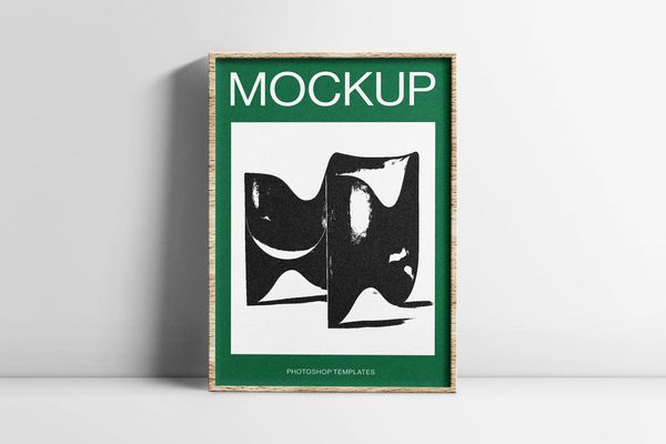 Frame Poster Mockup With Wall Background