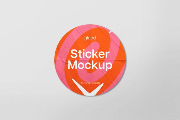 Glossy Red Round Sticker Mockup