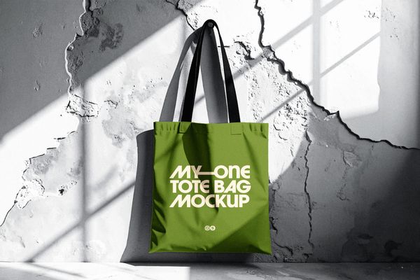 Hanging Tote Bag Mockup with Black Strap