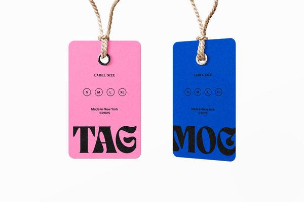 Hanging Label Tag Mockup Pink and Blue