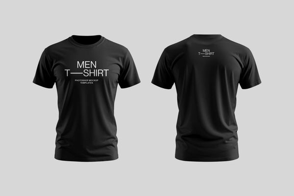 Black Men’s T-Shirt Mockup Front and Back View