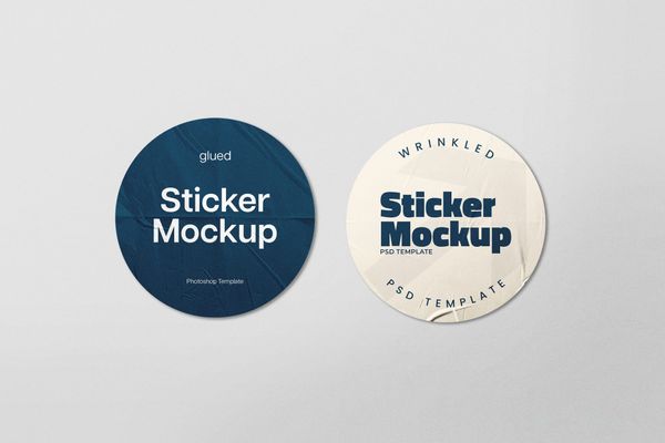 Minimal Duo Round Sticker Mockup
