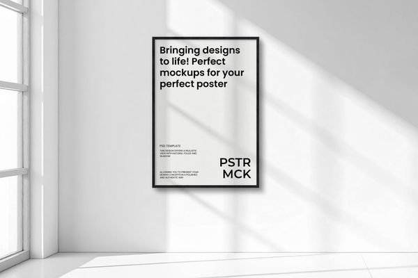 Modern Wall Poster Mockup in Bright Room
