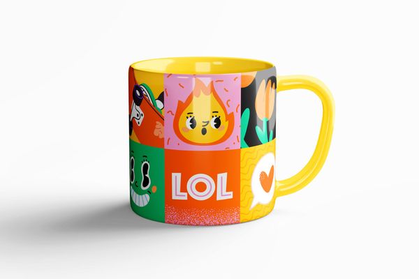 Colorful Cartoon Mug Mockup