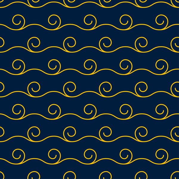 Navy Gold Swirl Wave Pattern