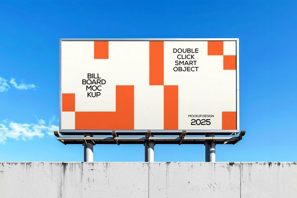 Realistic Outdoor Advertising Billboard Mockup