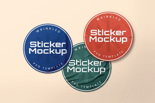 Overlapping Round Sticker Mockup Set
