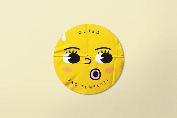 Playful Face Yellow Sticker Mockup