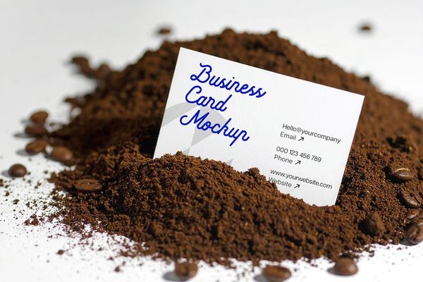 Realistic Business Card Mockup in Coffee Powder