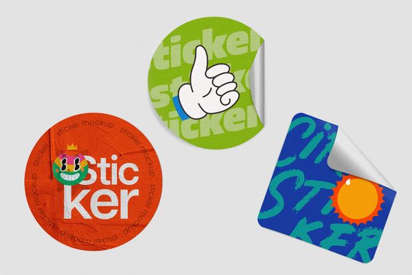 Realistic Sticker Mockup Set